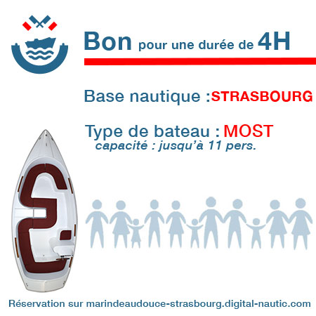Bon cadeau pour un bateau type Most pour une durée de 4H à Strasbourg